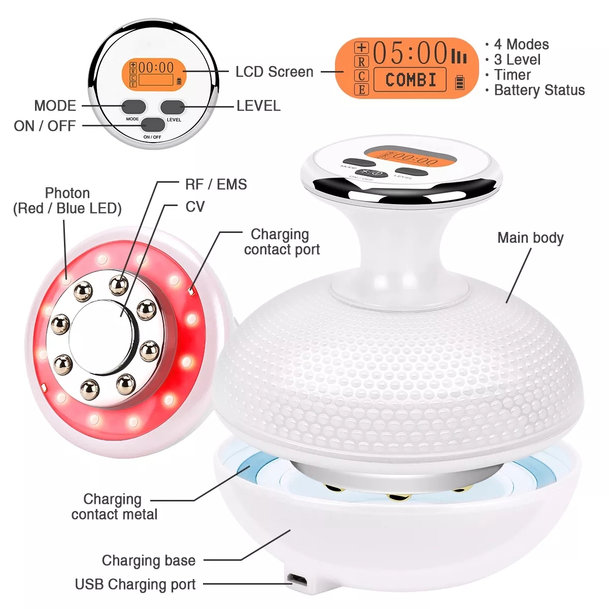 Home Use Rf Weight Loss Machine Portable Ems Led Photon Body Slimming Machine Beauty Salon Equipment